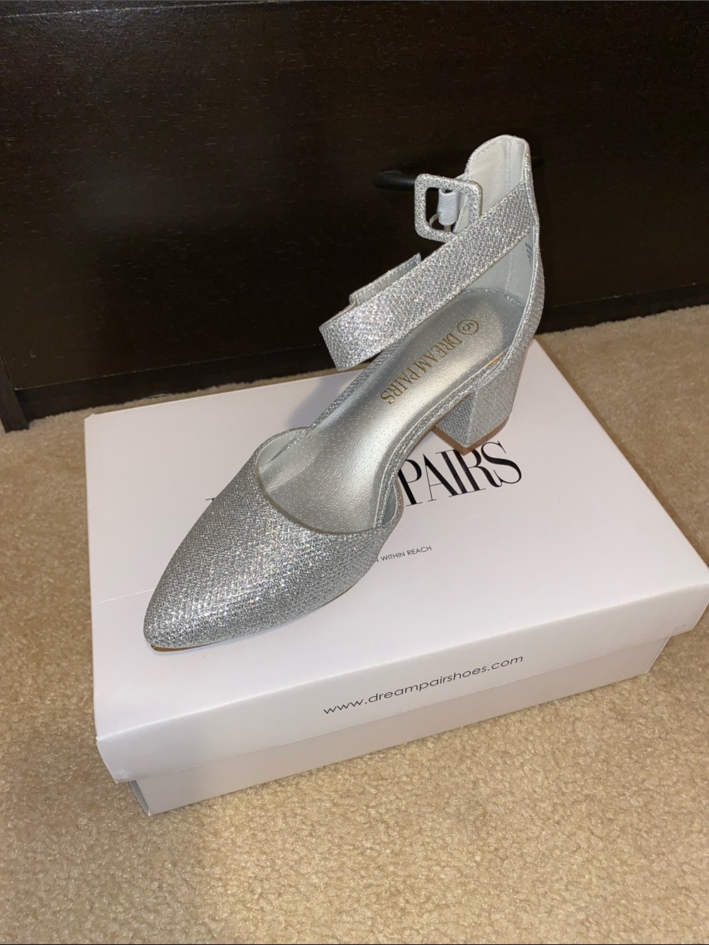Dream Pairs Silver strap block heel